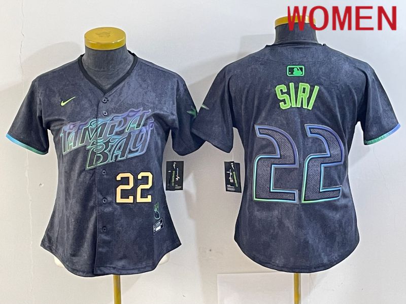 Women Tampa Bay Rays 22 Siri Black City Edition Nike 2024 MLB Jersey style 3